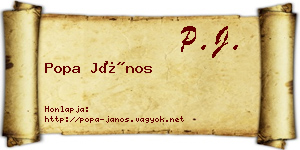 Popa János névjegykártya